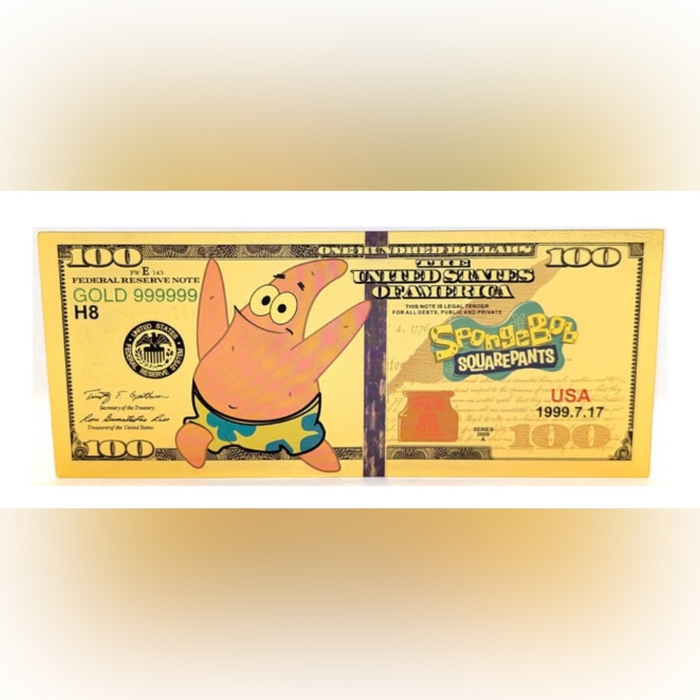 24k Gold Plated SpongeBob SquarePants Patrick Collectible Novelty Bill